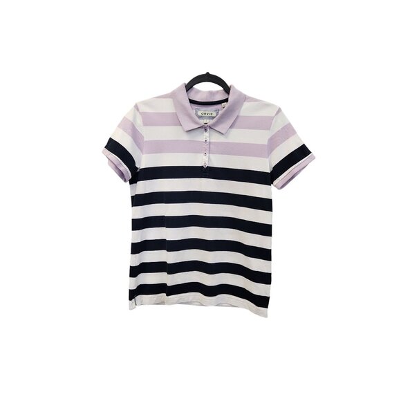 Orvis women's S Purple Striped Short Sleeve Pullover Polo 2182 - Picture 1 of 8